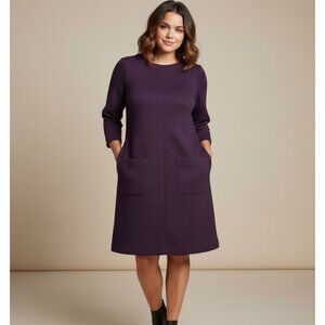 Boden Texture Mid Length Black Dress Pockets 3/4 Sleeves Y2K Classic Corpcore 2P